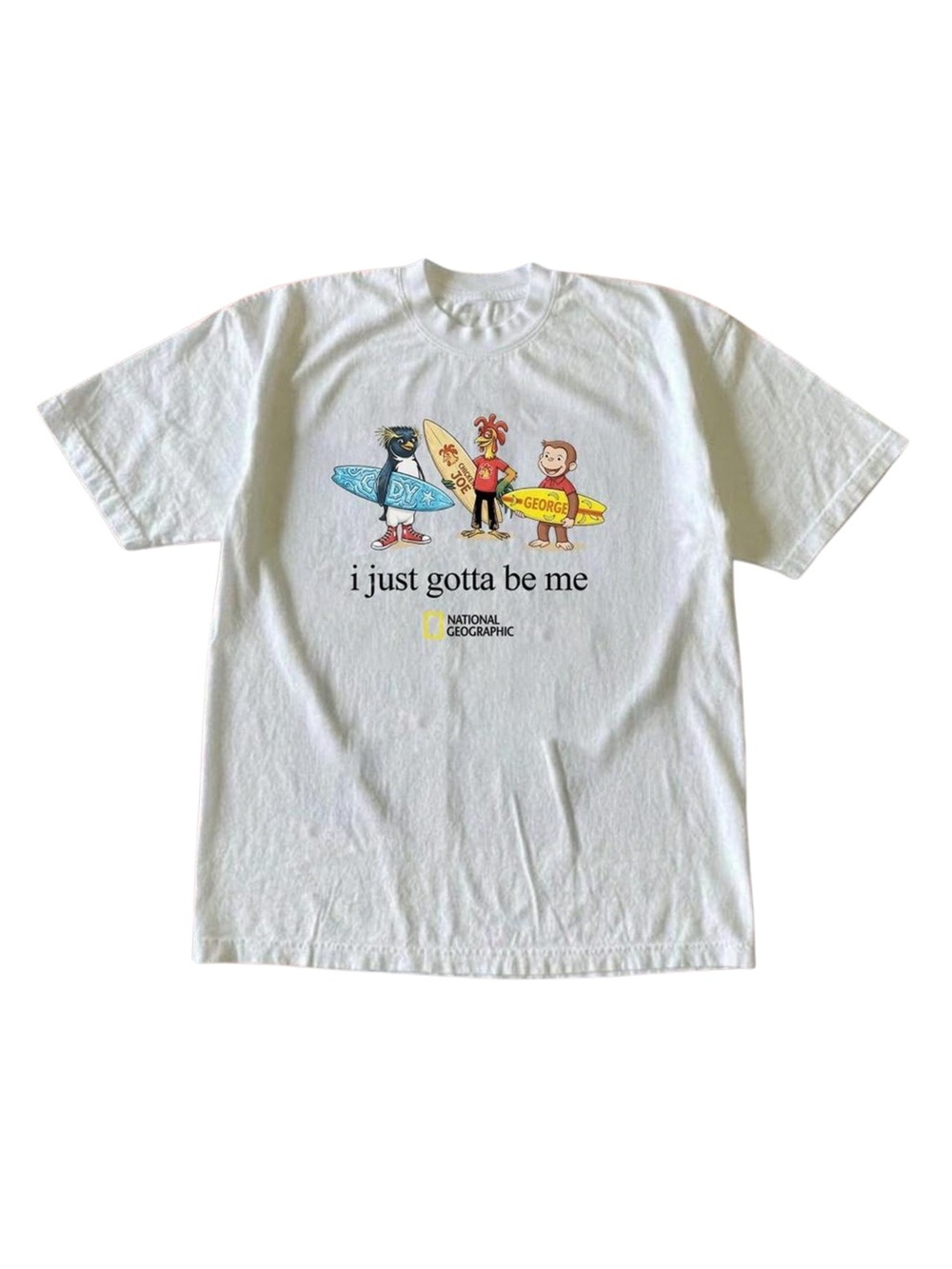 National Geographic Surfing Friends I Just Gotta Be Me White Graphic T-Shirt